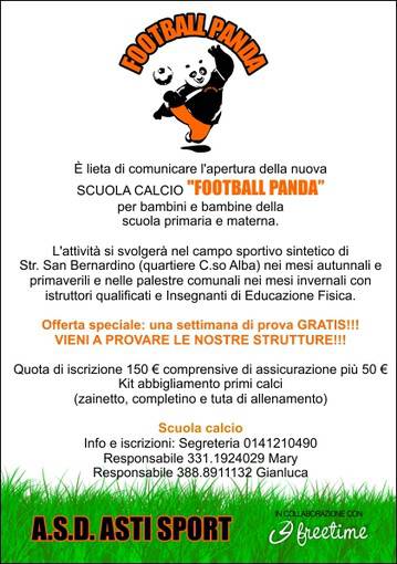 Nasce "Football Panda", la nuova scuola calcio dell'Asd Astisport