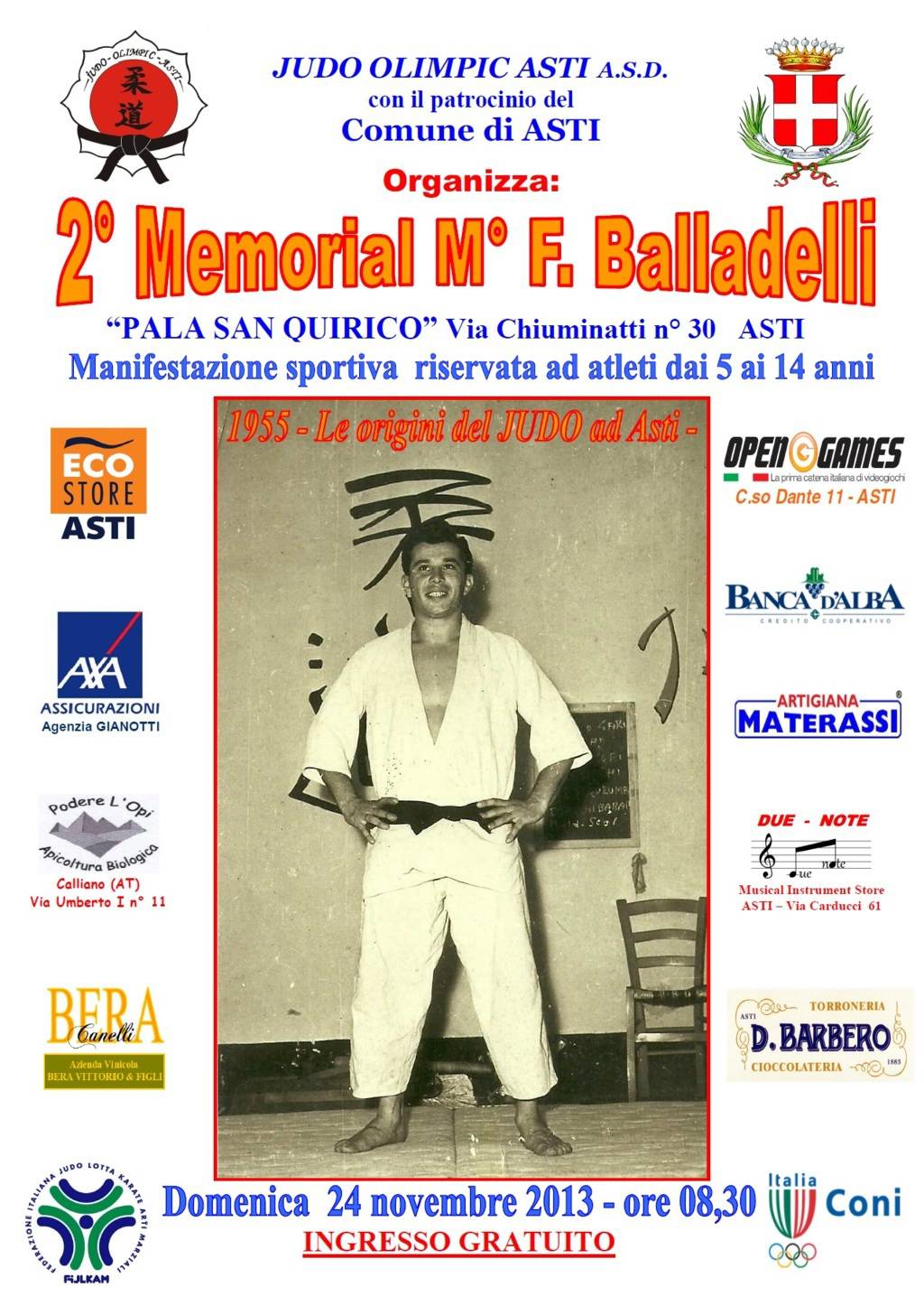 Domenica ad Asti la 2a edizione del Memorial F. Balladelli di Judo