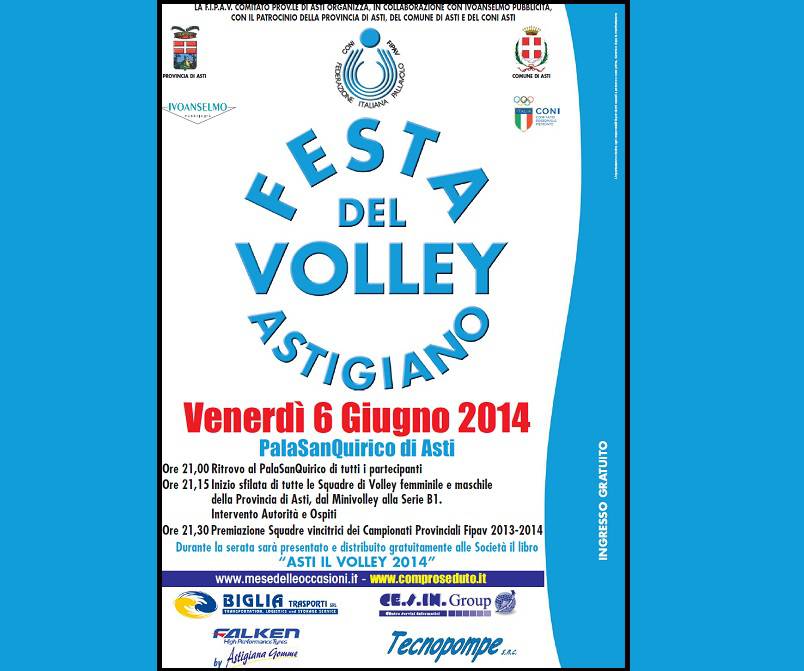 Venerdì sera il tradizionale appuntamento con la Festa del Volley Astigiano