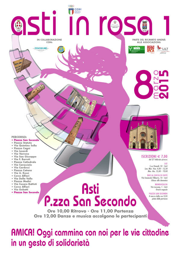 L'8 marzo sport e solidarietà con la prima ''Asti in Rosa''