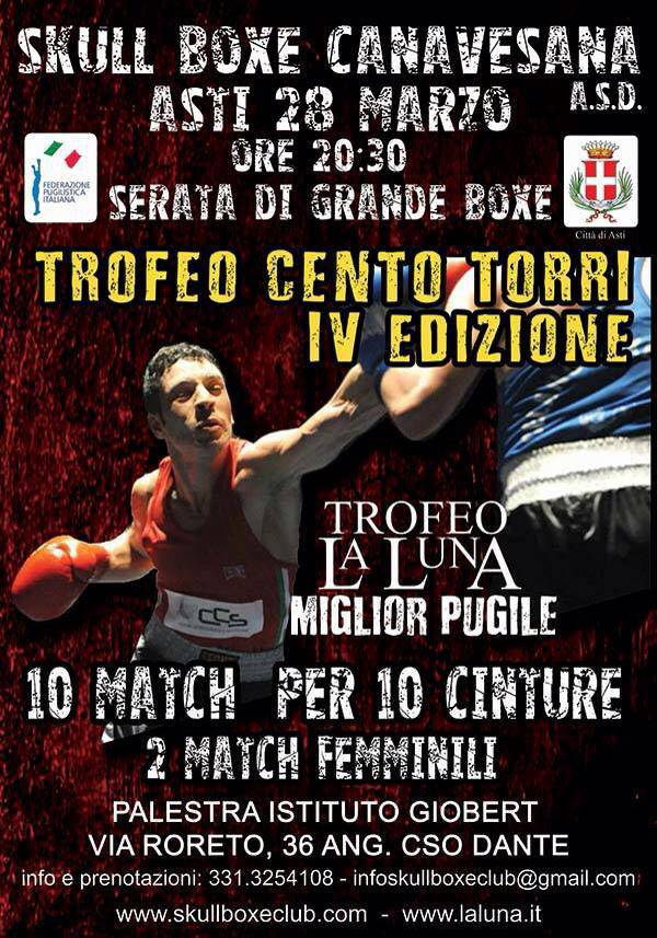 Sabato ritorna la grande boxe ad Asti con la quarta edizione del Trofeo 100 Torri