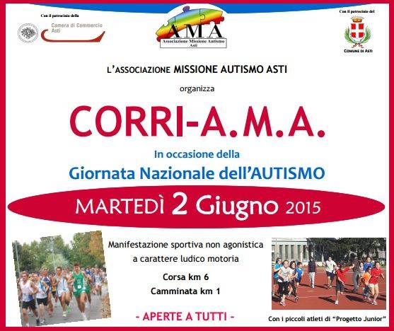 Martedì ad Asti si corre per sensibilizzare sull'autismo con la Corri A.M.A.