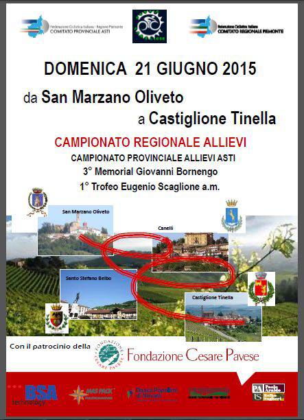 Martedì la presentazione della corsa per allievi ''San Marzano Oliveto-Castiglione Tinella''