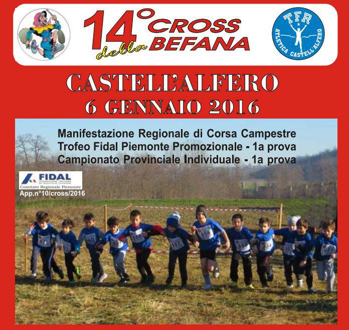Il 6 gennaio a Castell'Alfero la 14a edizione del Cross della Befana