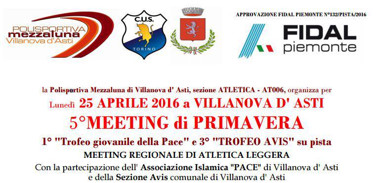 Il 25 aprile a Villanova d'Asti il quinto Meeting di Primavera