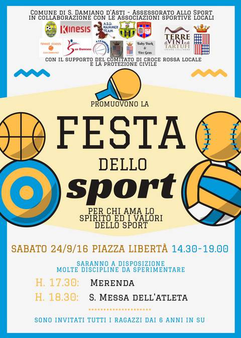 Domani pomeriggio a San Damiano d’Asti la Festa dello Sport