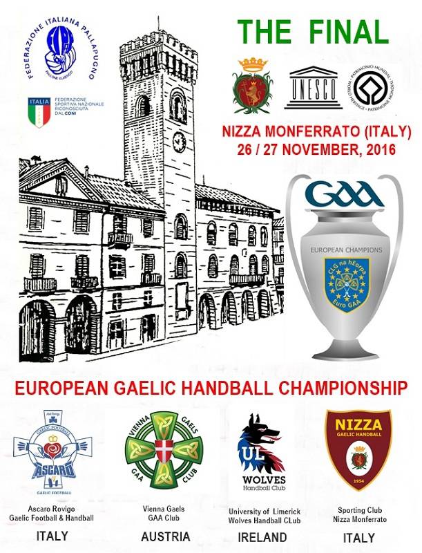 Nel Week end a Nizza Monferrato la finale dell'European Gaelic Handball Championship