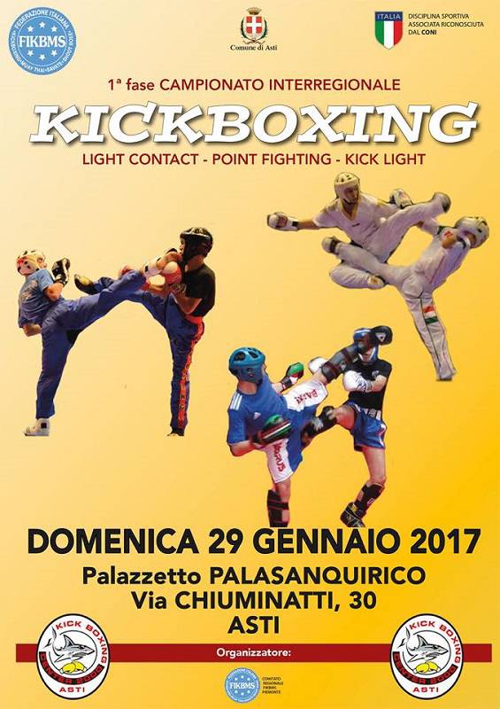 Domenica ad Asti la prima fase dei Campionati Interregionali di Kick Boxing