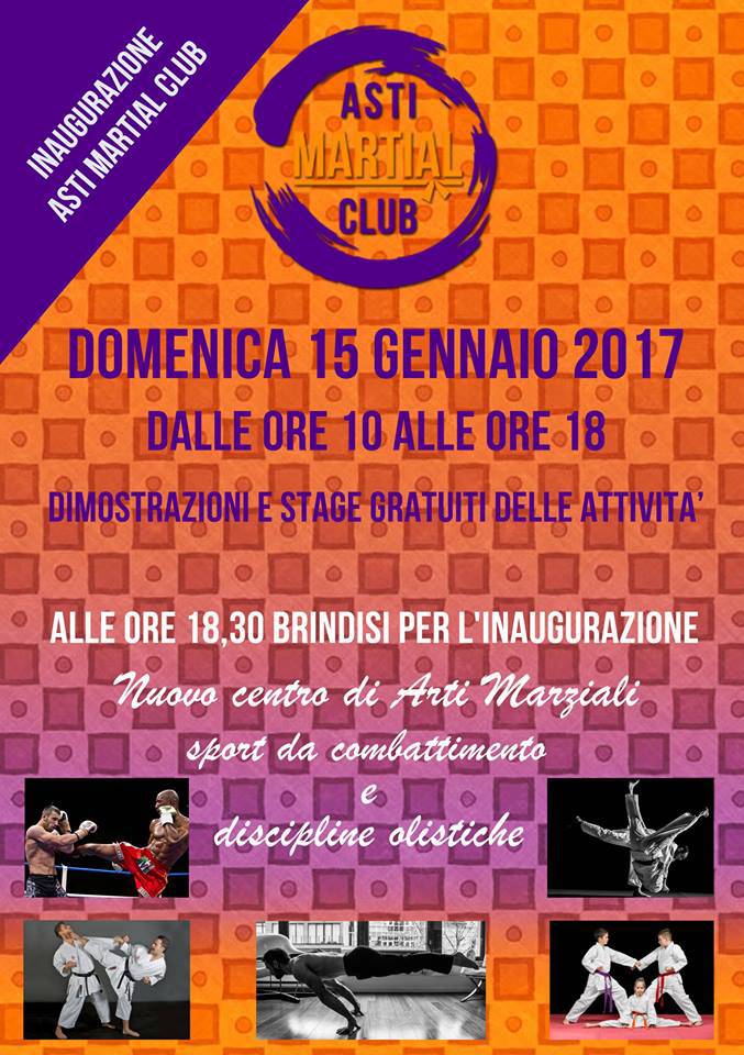 Domenica l'inaugurazione del nuovo centro "Asti Martial Club"