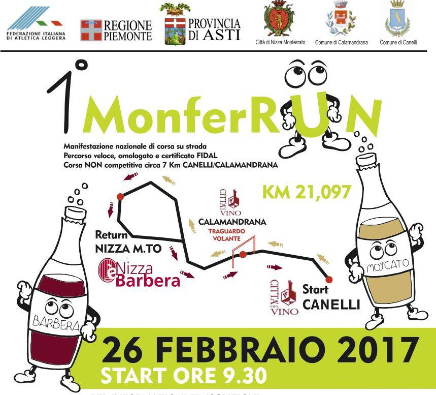 Il 26 febbraio arriva la MonferRun, di corsa tra i paesaggi patrimonio dell'Unesco