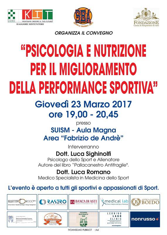 Giovedì 23 marzo il convegno della SBA su psicologia e nutrizione nello Sport 