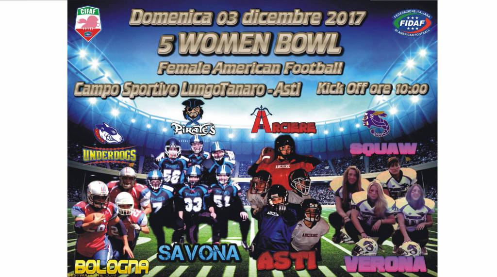 Domenica ad Asti grande spettacolo con il torneo di Football Americano Femminile
