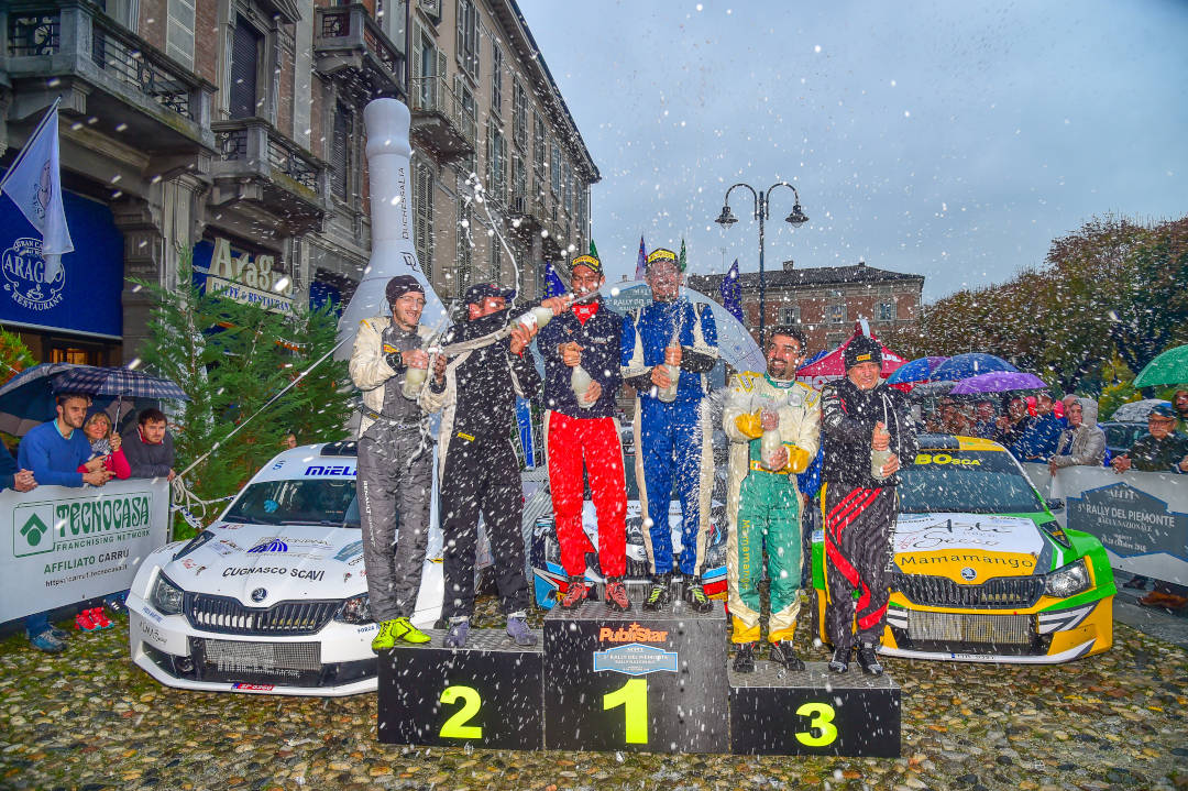 Luca Arione e Roberto Aresca sul podio del 5° Rally del Piemonte