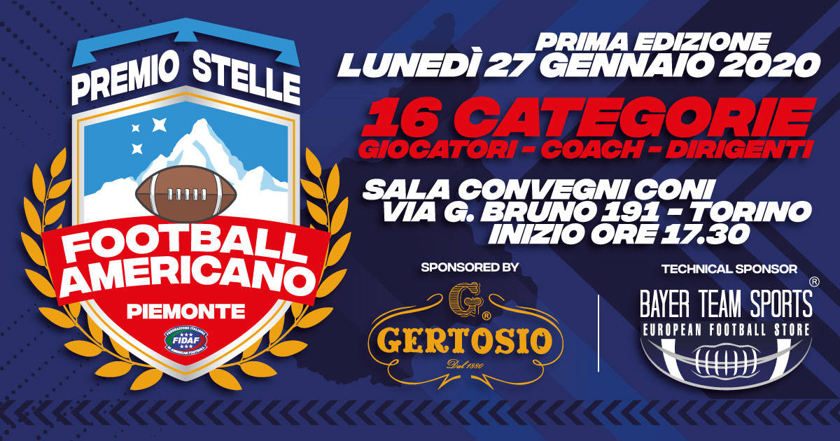 Atleti e dirigenti dell’Alfieri Asti candidati al “Premio Stelle del Football Americano FIDAF Piemonte 2019”