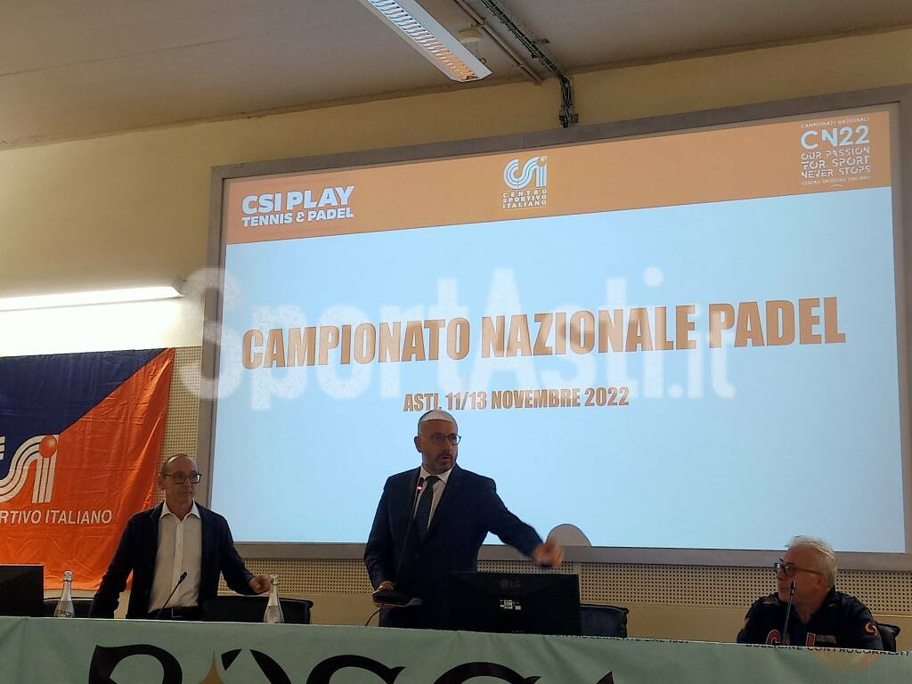 Il sindaco Rasero alla presentazione del campionato nazionale CSI di Padel di Asti