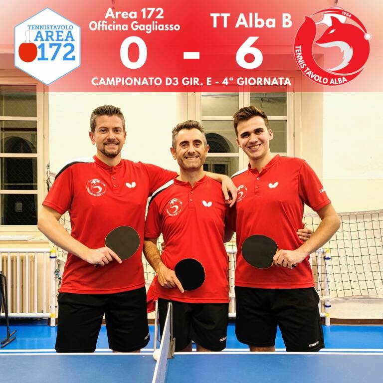 Tennis Tavolo Alba: quarta vittoria su 4 partite e primato in serie D3
