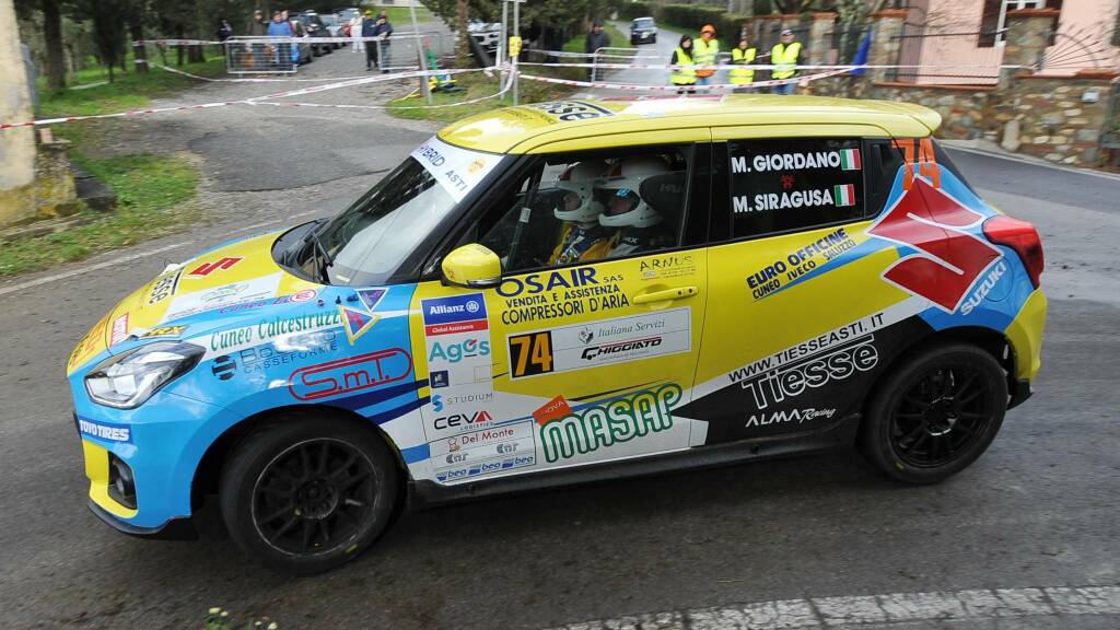 Matteo Giordano vince la prima nella Suzuki Rally Cup, ottimo il bilancio della scuderia ALMA Racing nella gara d’esordio del CIAR